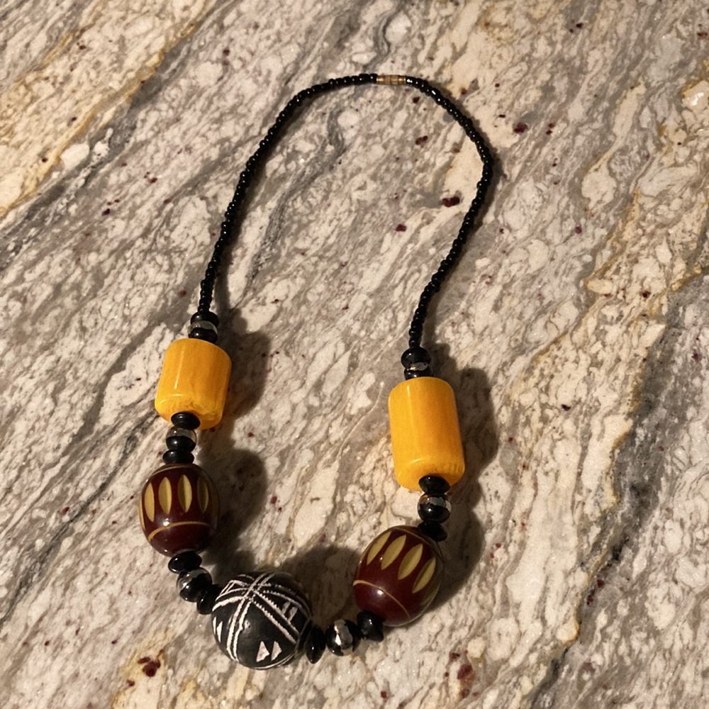 Handmade African Beads and Amber Necklace